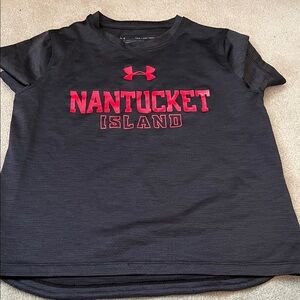 Under Armour Kids Charcoal Tee with Vibrant Red Graphic